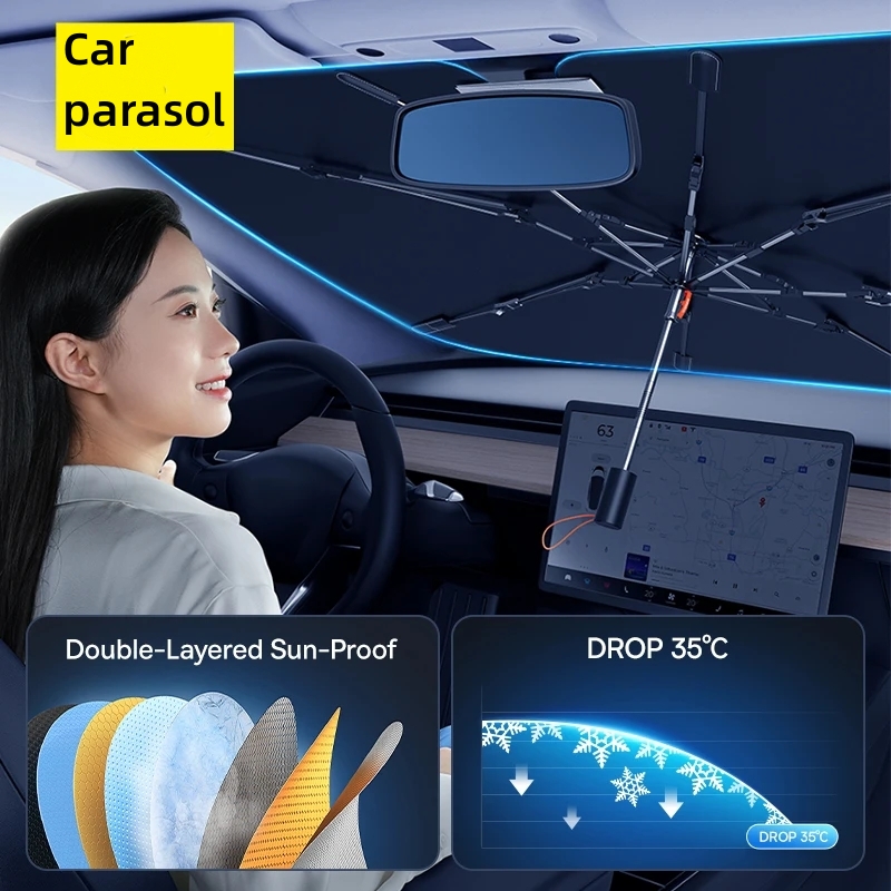 Car Sunshade Windshield Umbrella Foldable - Автомобильный солнцезащитный козырек, зонтик на лобовое