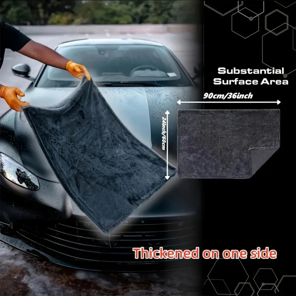 Microfiber Car Drying Towel Super Absorbent - Большое темно-серое автомобильное полотенце из микрофибры: