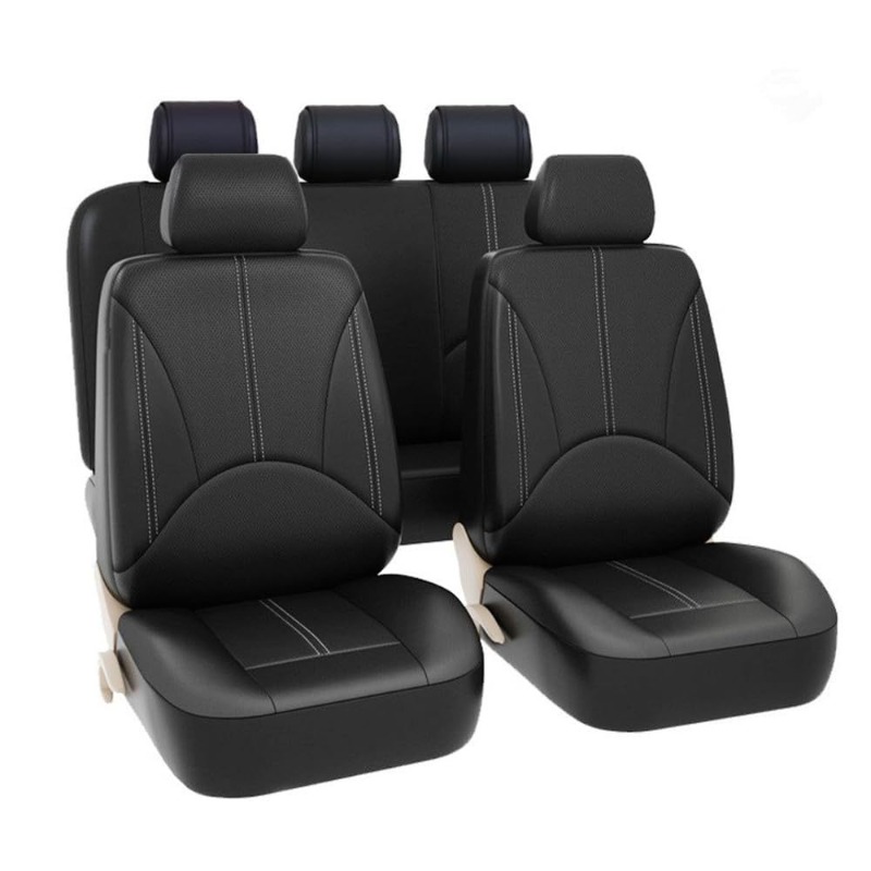 Leather Car Seat Covers Full Set Universal - Универсальные черные чехлы для автомобильных сидений