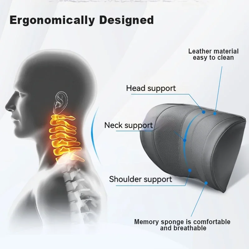 Кожаная подушка для подголовни – обзор и цена Memory Foam Car Neck Pillow Lumbar Support