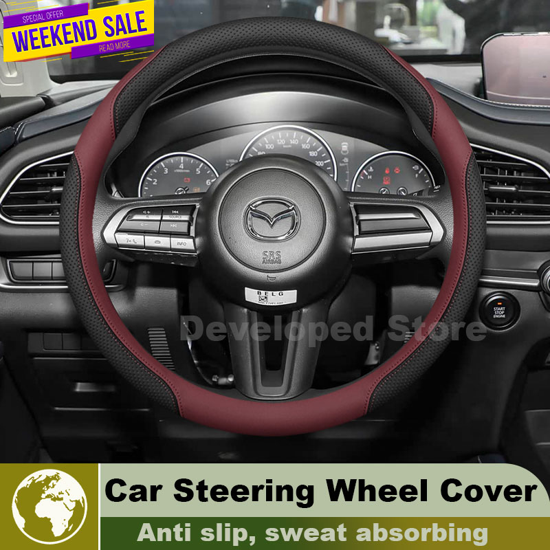 Кожаный чехол на руль для Mazd – обзор и цена Car Steering Wheel Cover Anti Slip Breathable