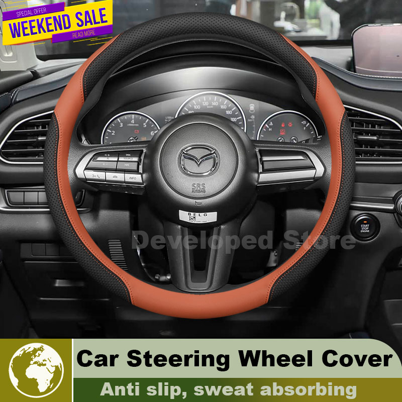 Кожаный чехол на руль для Mazd – обзор и цена Car Steering Wheel Cover Anti Slip Breathable