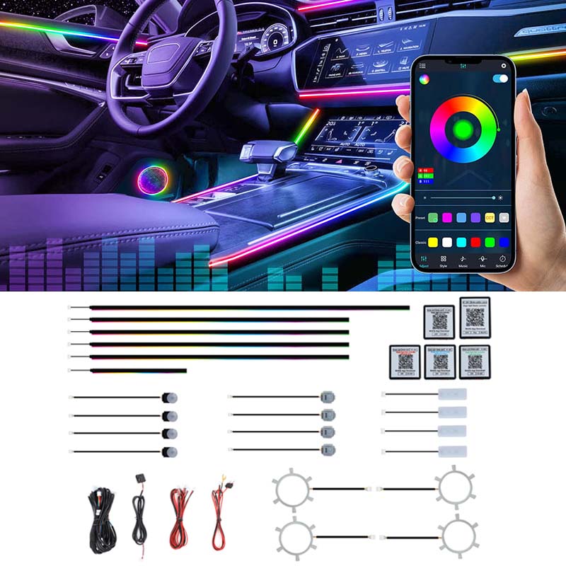 22 в 1 Dream Color RGB динамич – обзор и цена Led Ambient Interior Car Lights App Control