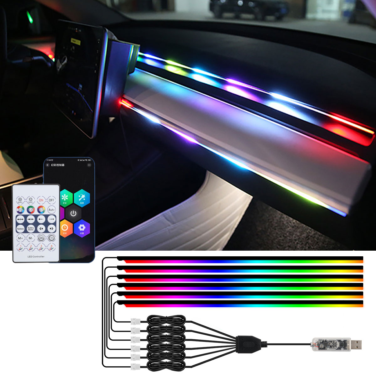 6/10 в 1, автомобильные светод – обзор и цена Led Ambient Interior Car Lights App Control
