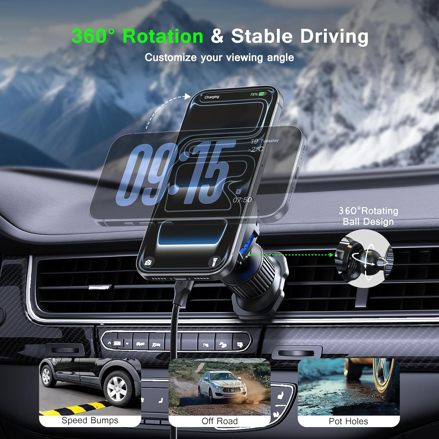Беспроводное автомобильное зар – обзор и цена Magnetic Phone Holder For Car Vent